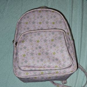 Under One Sky Pink Backpack with Star and Heart Pattern